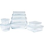 Lot de 8 plats de conservation - pyrex - cook & freeze - verre - rectangulaire - couvercle spcial conglation ...