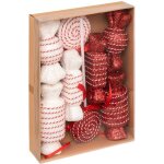 Dco de sapin lot de 8 bonbons rouge et blanc hauteur maxi 28 cm - feeric christmas