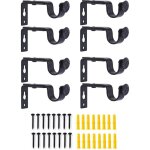 Lot de 8 supports de tringle � rideaux en m�tal r�glables pour tringles � rideaux noir support mural ...