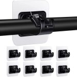 Lot de 8 supports de tringle � rideau tige sans forage support de barre auto - adh�sif transparent, noir ...