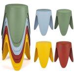 Lot de 8 tabourets en plastique empilables color�s chaises gigognes flexibles si�ge rond portable sans ...