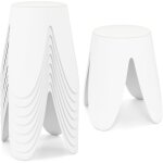 Lot de 8 tabourets en plastique empilables color�s chaises gigognes flexibles si�ge rond portable sans ...