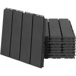 Lot 9 dalles terrasse clipsables 30x30 cm noir, plastique r�sistant pour patio, balcon, jardin - faciles ...