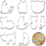 Lot de 9 emporte pièces de chat en acier inoxydable pour pâtisserie, biscuit, fondant, gâteau Lot de 9 emporte pièces de chat en acier inoxydable pour pâtisserie, biscuit, fondant, gâteau