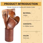 Lot 9 ustensiles bois olivier : spatule wok, repose - cuill�re, fourchette salade, etc.