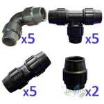 Lot arrosage 20mm: 5 t�s + 5 coude + 5 jonctions + 2 bouchons. raccord en poly�thyl�ne pour tuyaux agricole ...