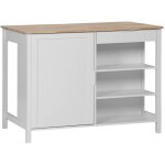 Sweeek - lot central de cuisine molene. plateau en bois d'hva. 120x75cm. blanc. 5 tagres. 1 porte. ...