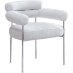 Lot 2 chaises salle � manger bulle accoudoirs velours serge gris pieds chrome 72x60x77cm