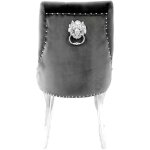 Lot de 4 chaises lion capitonn�es et clout�es chrome velours - anthracite