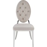 Lot de 4 chaises medaillon capitonn�es chrome et velours moka