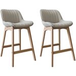 Mob - in ? lot de 2 chaises de bar mellow en ch�ne naturel ? assise rembourr�e 65 cm ? design moderne ...