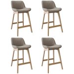 Lot de chaises milk d'�lot et bar en ch�ne et assise tissu bouclette 65cm