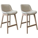 Lot de chaises norden de bar en ch�ne et tissu velours c�tel� h65cm