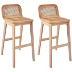 Lot de chaises sana d'�lot et bar en ch�ne et assise cannage 65cm
