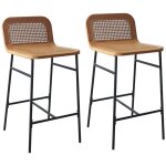 Lot de chaises sana d'�lot et bar en ch�ne et assise cannage 65cm