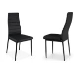 Lot 2 chaises salle � manger tolia simili cuir noir pieds m�tal noir