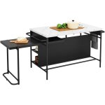 Fairwhale - lot cuisine extensible marbre bross 3d - meuble bar multifonction mdf - table haute salle ...