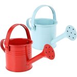 Lot de deux arrosoirs en fer blanc, arrosoirs pour enfants, rouge bleu