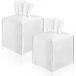 Lot de deux bo�tes � mouchoirs carr�es modernes en cuir pu pour salle de bain, coiffeuse, table de chevet ...