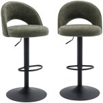 Lot de deux tabourets de bar ajustables m�tal et tissu kaki. pied noir - l 49 x p 49 x h 88. 5 - 110cm ...