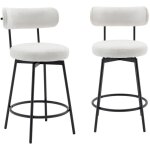 Lot de deux tabourets de bar assise rotative m�tal noir et tissu blanc - l 50 x p 50 x h 92cm - iris