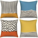 Lot de housse de coussin boho 45x45 set de , mid century abstrait moderne g�om�trique d�coratif housses ...