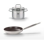 Lot po�le 24 cm avec rev�tement c�ramique sans pfas et faitout 12 cm elo bistro line citrin