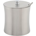 Lot de pots � condiments en acier inoxydable avec couvercle et cuill�re pour assaisonnement, sucre, sel, ...