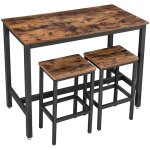 Lot table et chaises de bar table haute avec 2 tabourets de style industriel 120 x 60 x 90 cm pour cuisine ...
