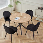 Lot table et chaises � manger - table ronde 100cm (grain de bois clair) - chaises de salle � manger en ...