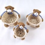 Lot de trois paniers en paille d'ours tiss�s � la main - panier de rangement cr�atif pour d�coration ...