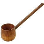 Louche  eau en bois pour servir le th, cuillre  eau  long manche, cuillre d'arrosage de jardin