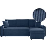 Loungitude - canap� d'angle 3 places maria r�versible, convertible avec coffre en velours c�tel� - bleu ...