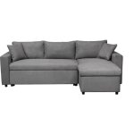 Canap d'angle 4 places convertible et rversible maria avec coffre en microfibre - gris