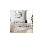 Loungitude - canap d'angle rversible en tissu bouclette blanc - massimo