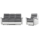 Loungitude - canapés de relaxation manuel 3 + 1 places gris et pu blanc - valia Loungitude - canapés de relaxation manuel 3 + 1 places gris et pu blanc - valia