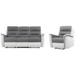 Loungitude - canapés de relaxation manuel 3 + 1 places gris et pu blanc - valia Loungitude - canapés de relaxation manuel 3 + 1 places gris et pu blanc - valia