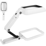 Loupe de lecture, 2 in 1 loupe eclairante avec 18 led lumire 3 modes de couleur loupe sur pied ajustable ...