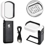Loupe de lecture 25x / 10x - loupe portable avec 9 leds, support int�gr� pour lecture, bijoux, m�dailles ...