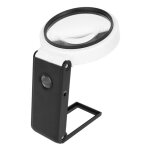 Loupe portative 90 mm, grossissement rglable 5x / 25x, miroir rond pliable avec 6 led et 2 lampes uv ...