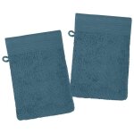 Lot de 2 gants de toilette 15 x 21 cm lylia petrole