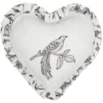 Coussin coeur style campagne chic ecru 30x30 cm