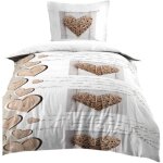 Lovely casa - housse de couette + 1 taie 140 x 200 cm charming coeur