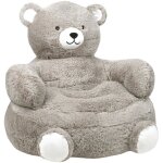 Pouf peluche ours enfant gris 45x45x45 cm