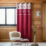 Lovely casa - rideau montagnard d�co chalet rouge 140x260 cm
