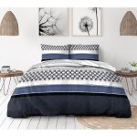 Lovely home - parure de couette 3 pieces coton 57 fils bleu 140 x 200 cm - boogie Lovely home - parure de couette 3 pieces coton 57 fils bleu 140 x 200 cm - boogie