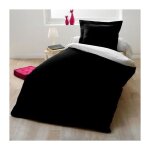 Lovely home - parure housse de couette 1 personne - 140x200 cm - 100% coton - bicolore noir et blanc