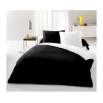 Lovely home - parure housse de couette 2 personnes - 220x240 cm - 100% coton - bicolore noir et blanc ...