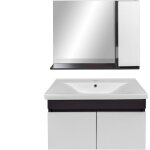 Lpp - meuble salle de bain design moderne complet savva avec miroir largeur 80 cm gris anthracite et ...