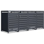 Lucas cache poubelle mtallique anthracite - abri poubelle pour 4 conteneurs - max. 240l - abri poubelle ...